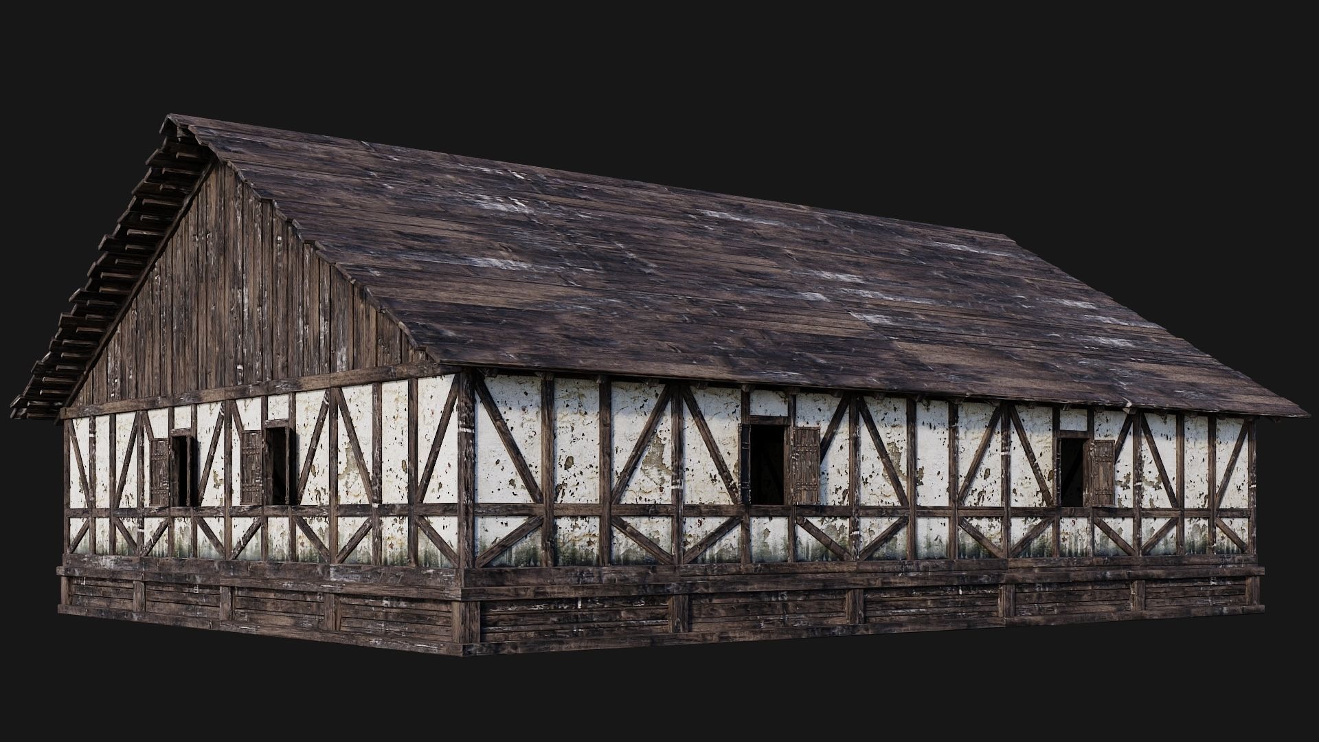 4 Old Medieval Building Pack 4K Textures GameReady 193 to 196 Low-poly 3D model_46