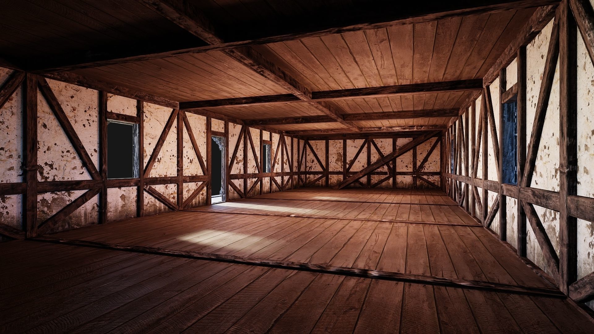 4 Old Medieval Building Pack 4K Textures GameReady 193 to 196 Low-poly 3D model_9