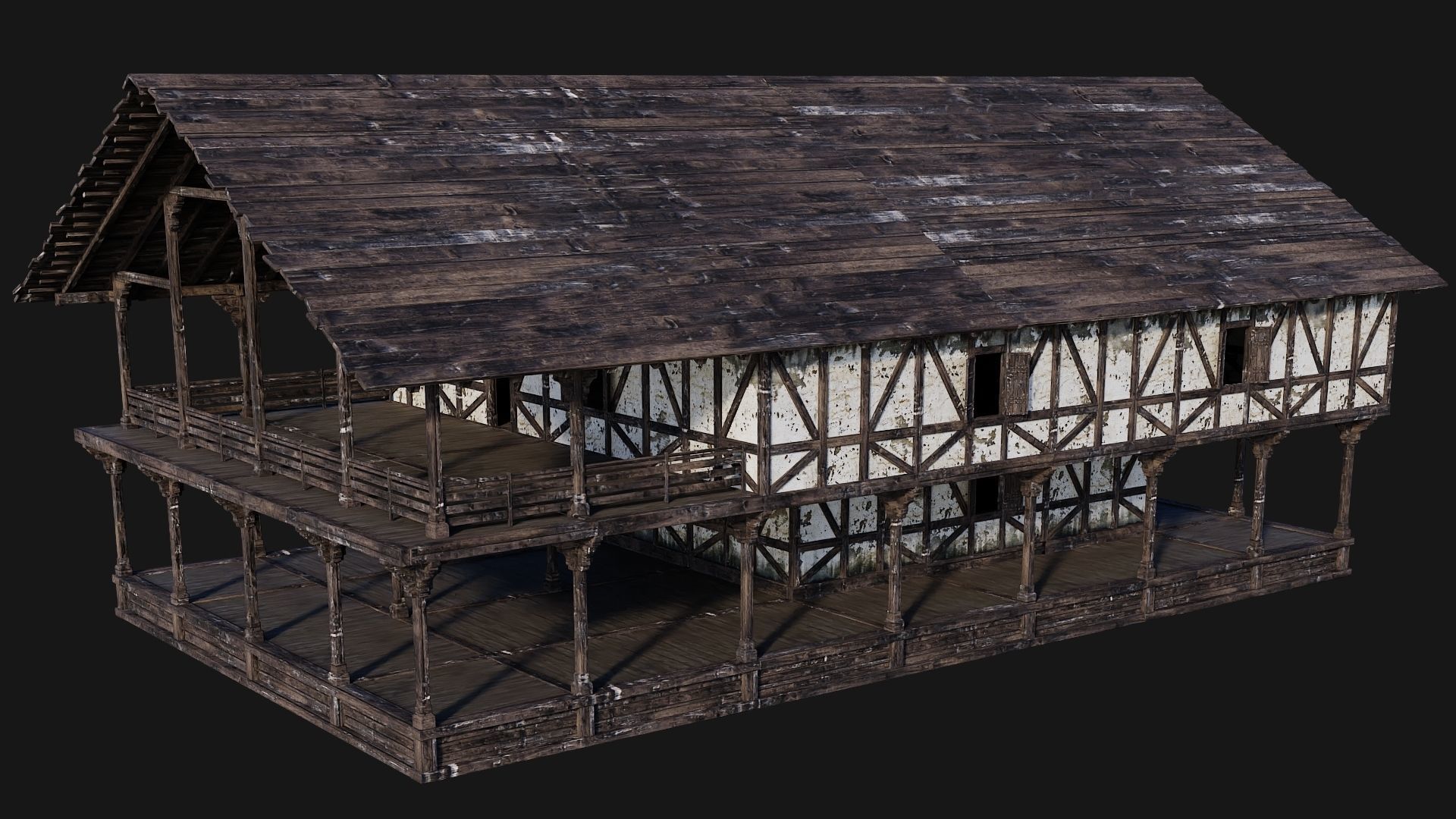 4 Old Medieval Building Pack 4K Textures GameReady 193 to 196 Low-poly 3D model_41