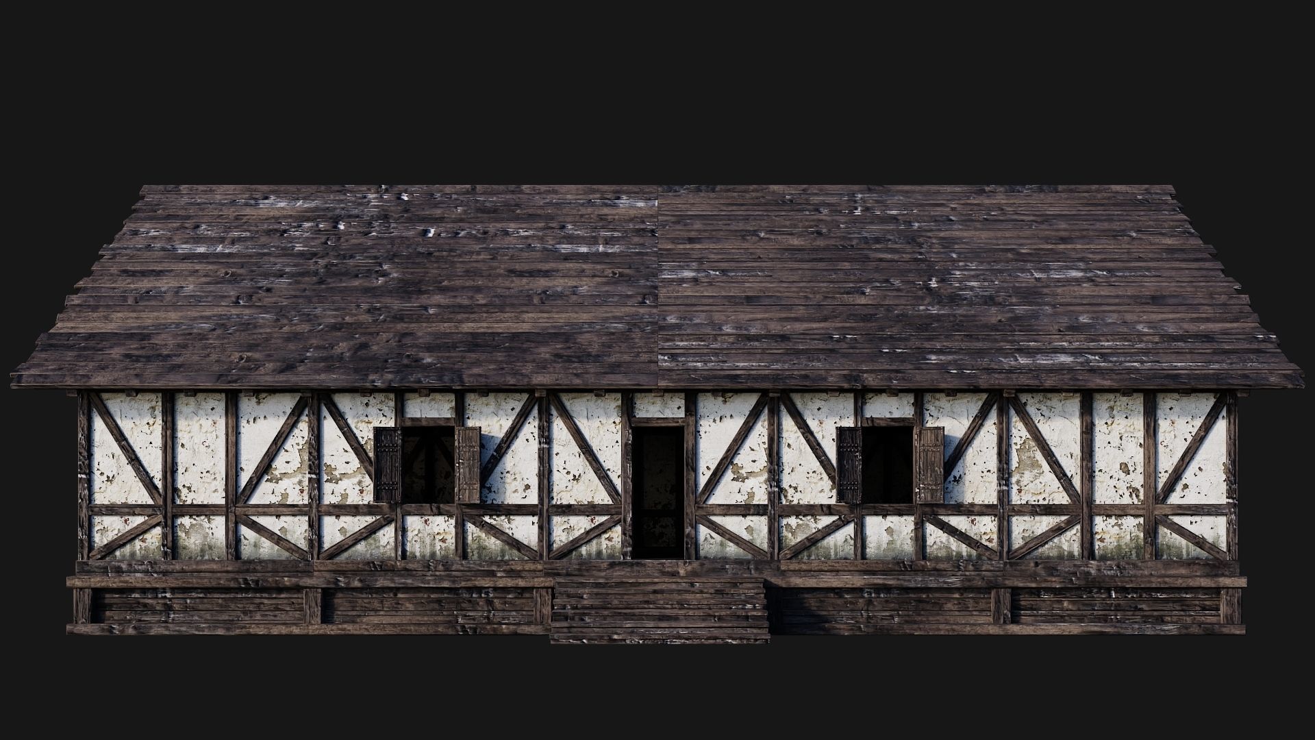 4 Old Medieval Building Pack 4K Textures GameReady 193 to 196 Low-poly 3D model_48