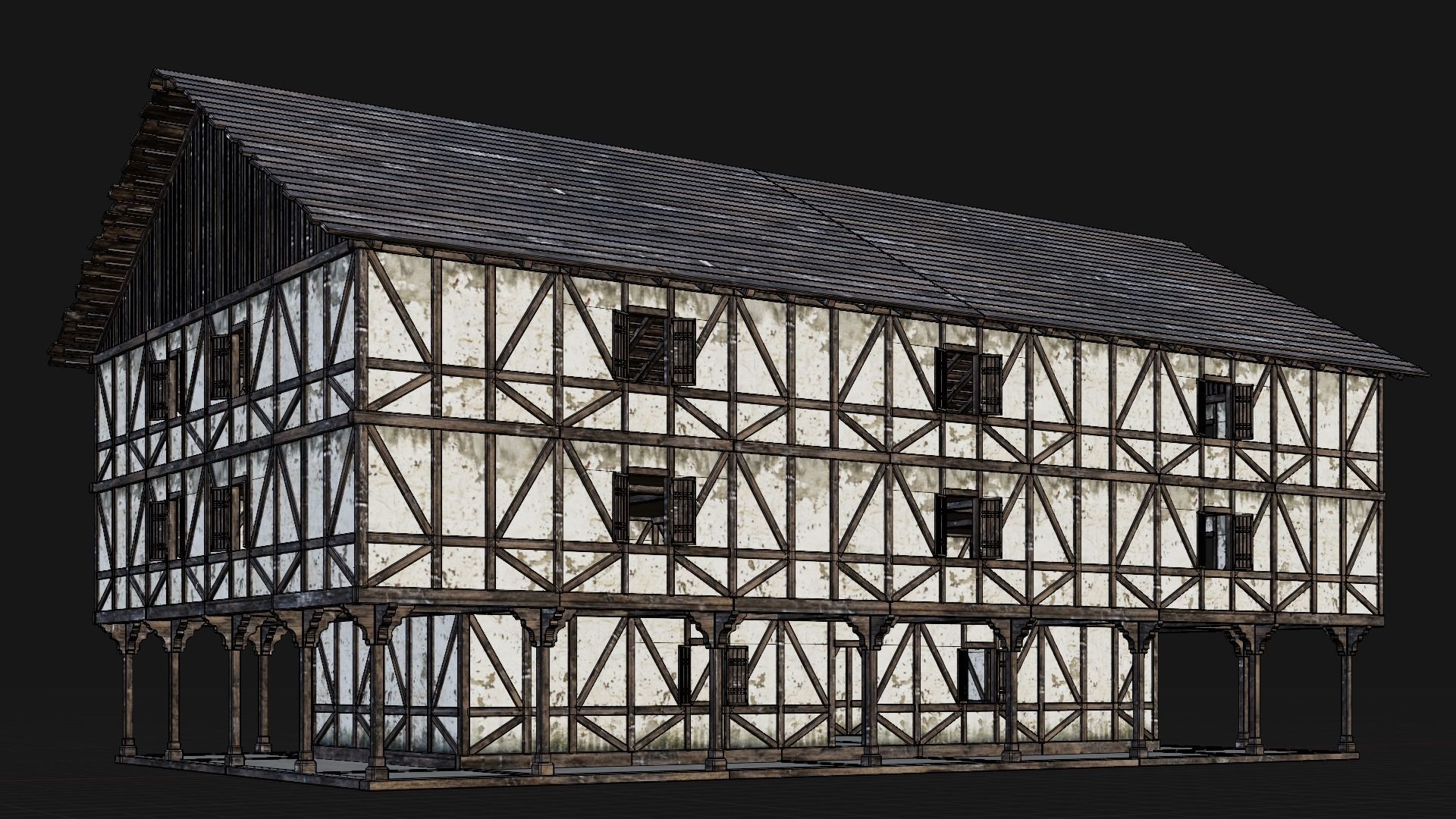 4 Old Medieval Building Pack 4K Textures GameReady 193 to 196 Low-poly 3D model_22