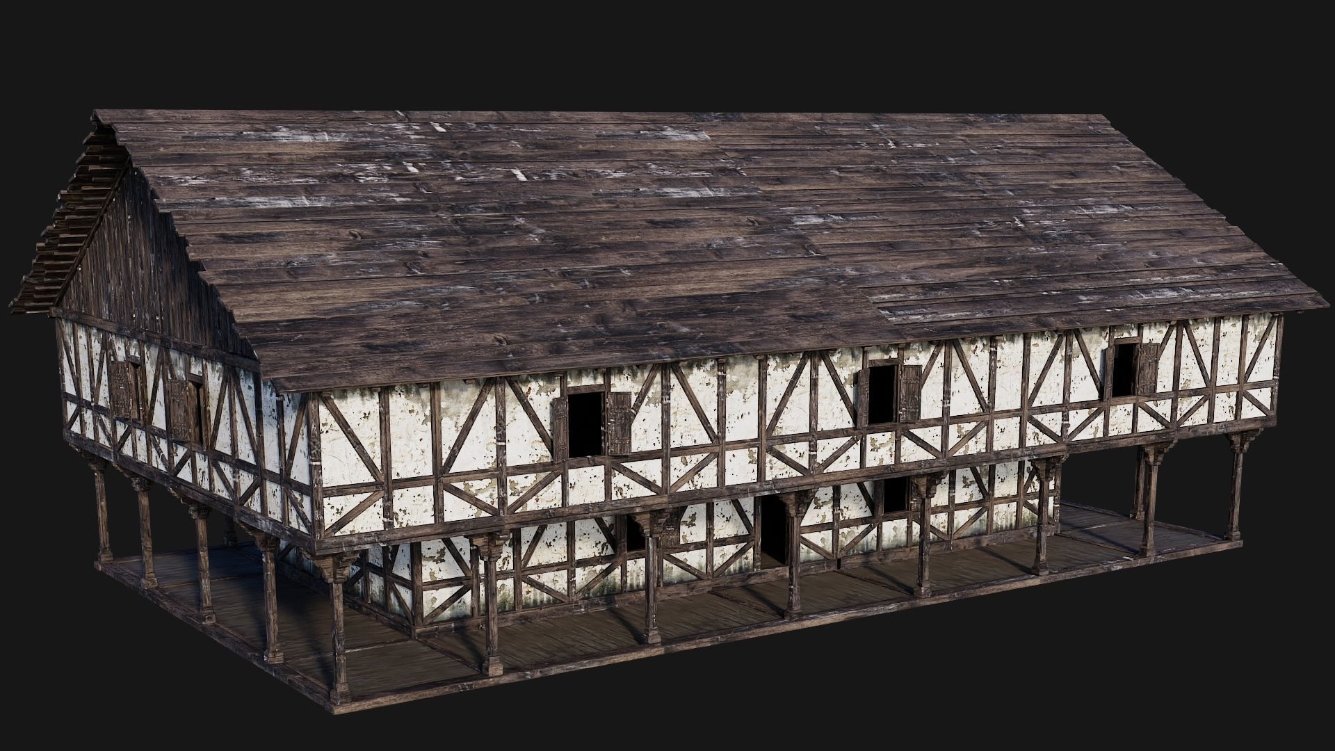 4 Old Medieval Building Pack 4K Textures GameReady 193 to 196 Low-poly 3D model_17