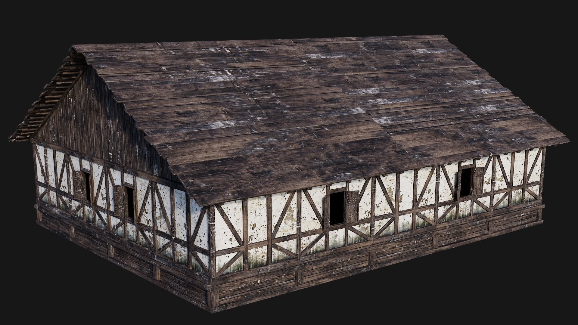 4 Old Medieval Building Pack 4K Textures GameReady 193 to 196 Low-poly 3D model_52
