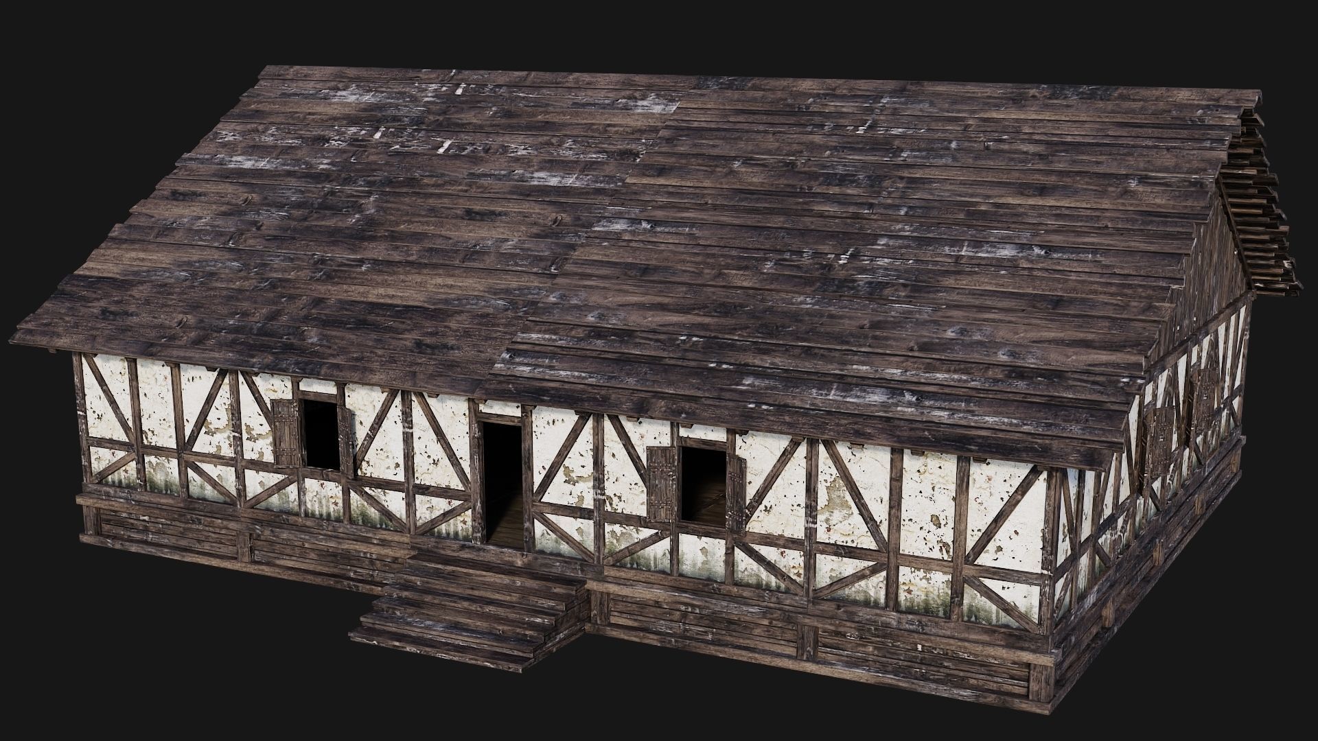 4 Old Medieval Building Pack 4K Textures GameReady 193 to 196 Low-poly 3D model_51