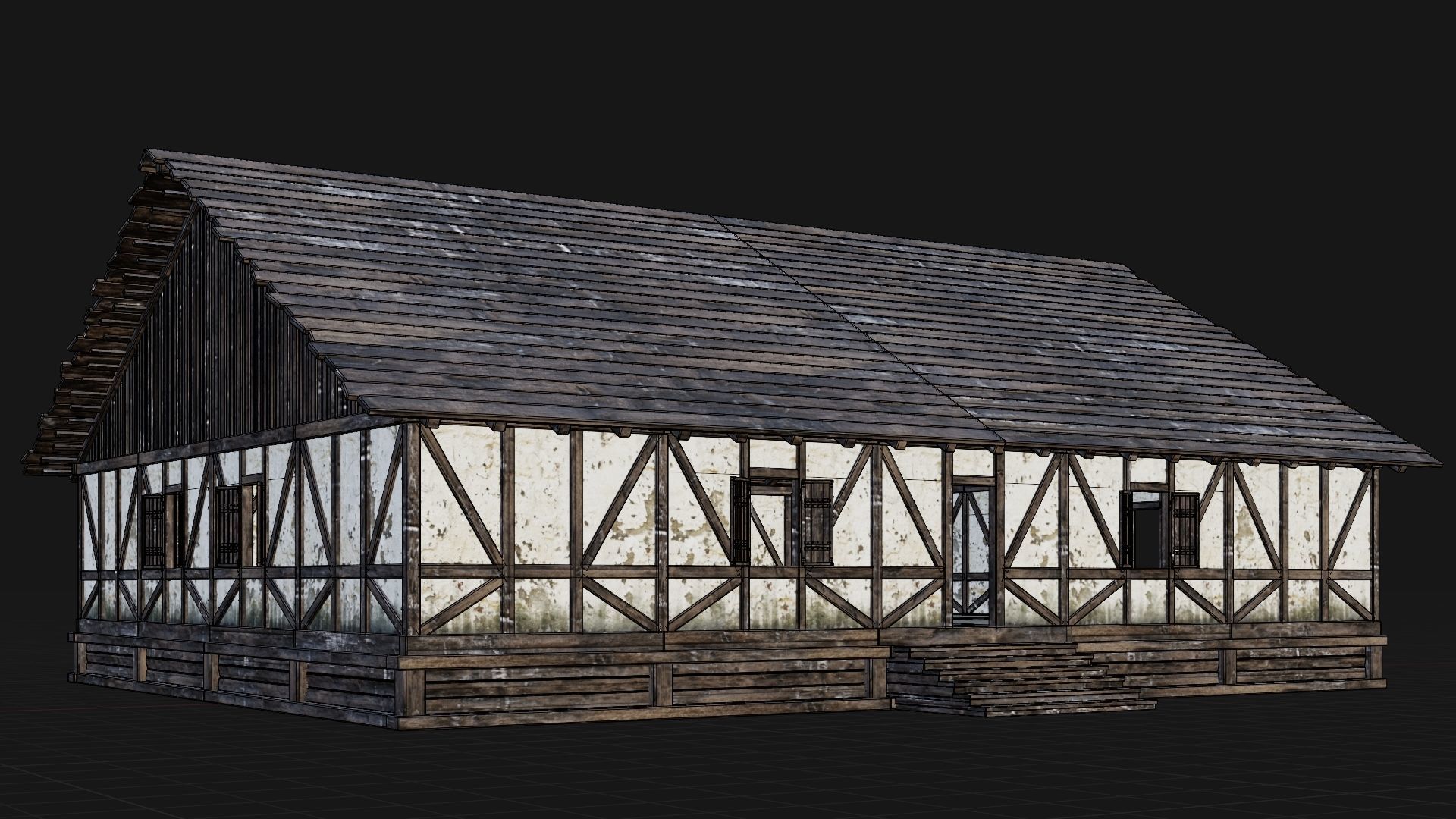 4 Old Medieval Building Pack 4K Textures GameReady 193 to 196 Low-poly 3D model_44