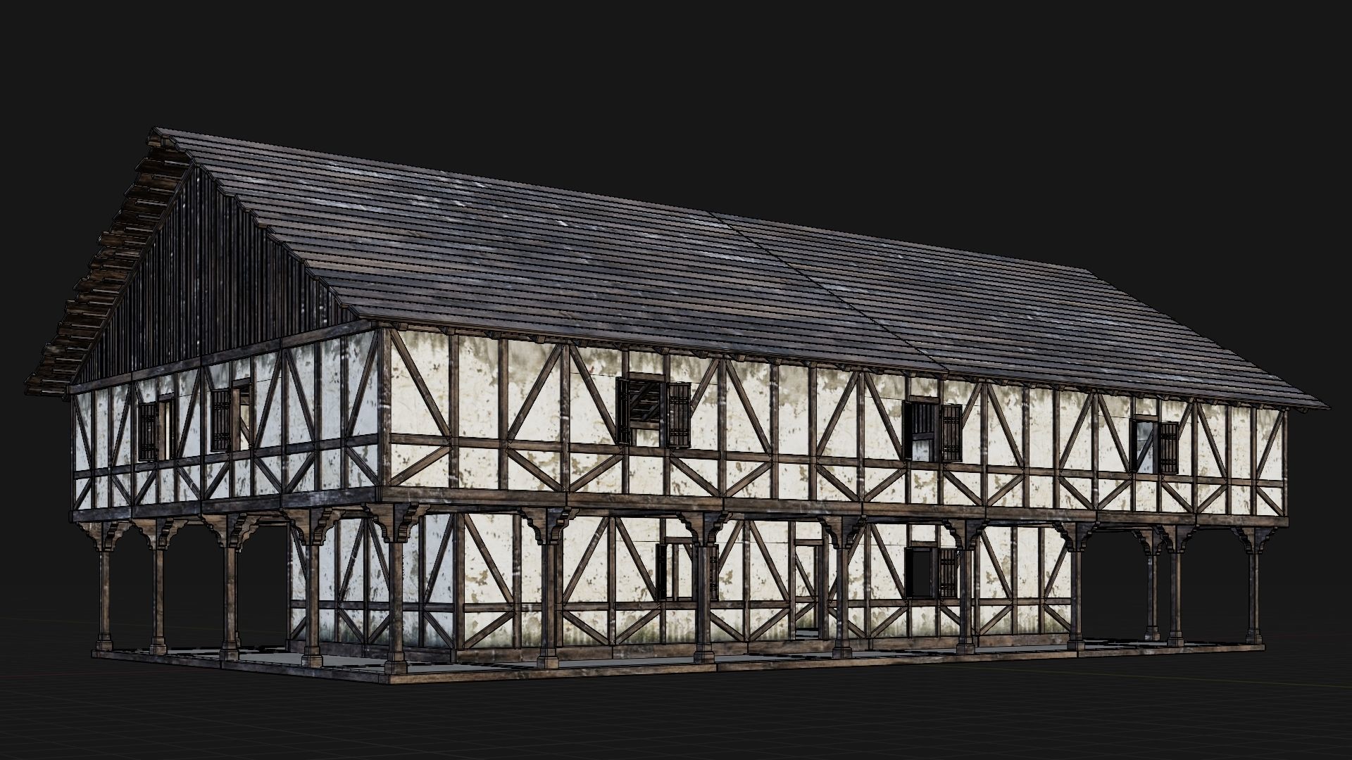 4 Old Medieval Building Pack 4K Textures GameReady 193 to 196 Low-poly 3D model_10