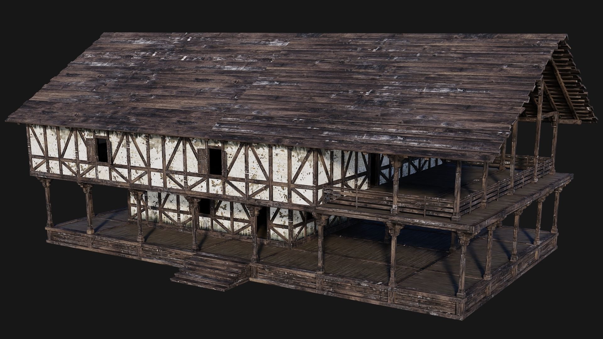 4 Old Medieval Building Pack 4K Textures GameReady 193 to 196 Low-poly 3D model_40