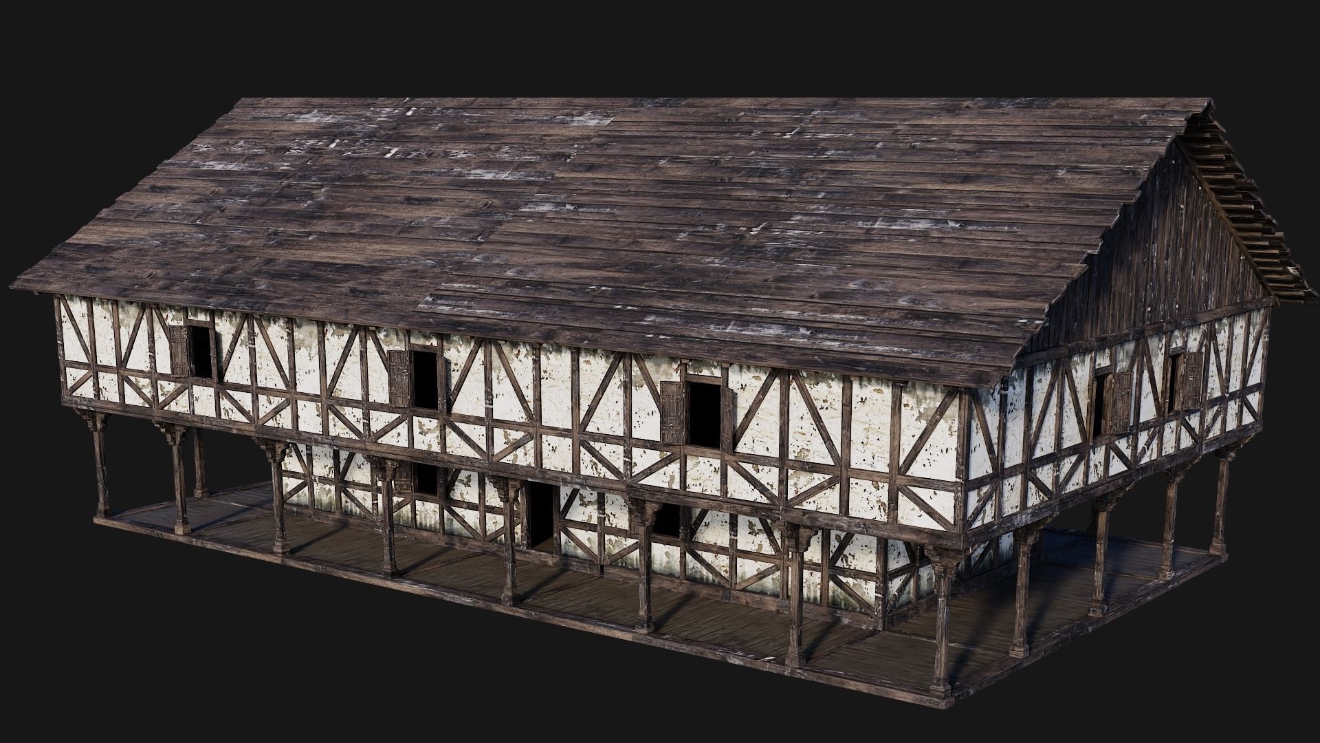4 Old Medieval Building Pack 4K Textures GameReady 193 to 196 Low-poly 3D model_18