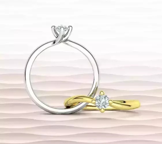 Twisted Solitaire Ring Compass 4point ring 4mm stone 3D print model