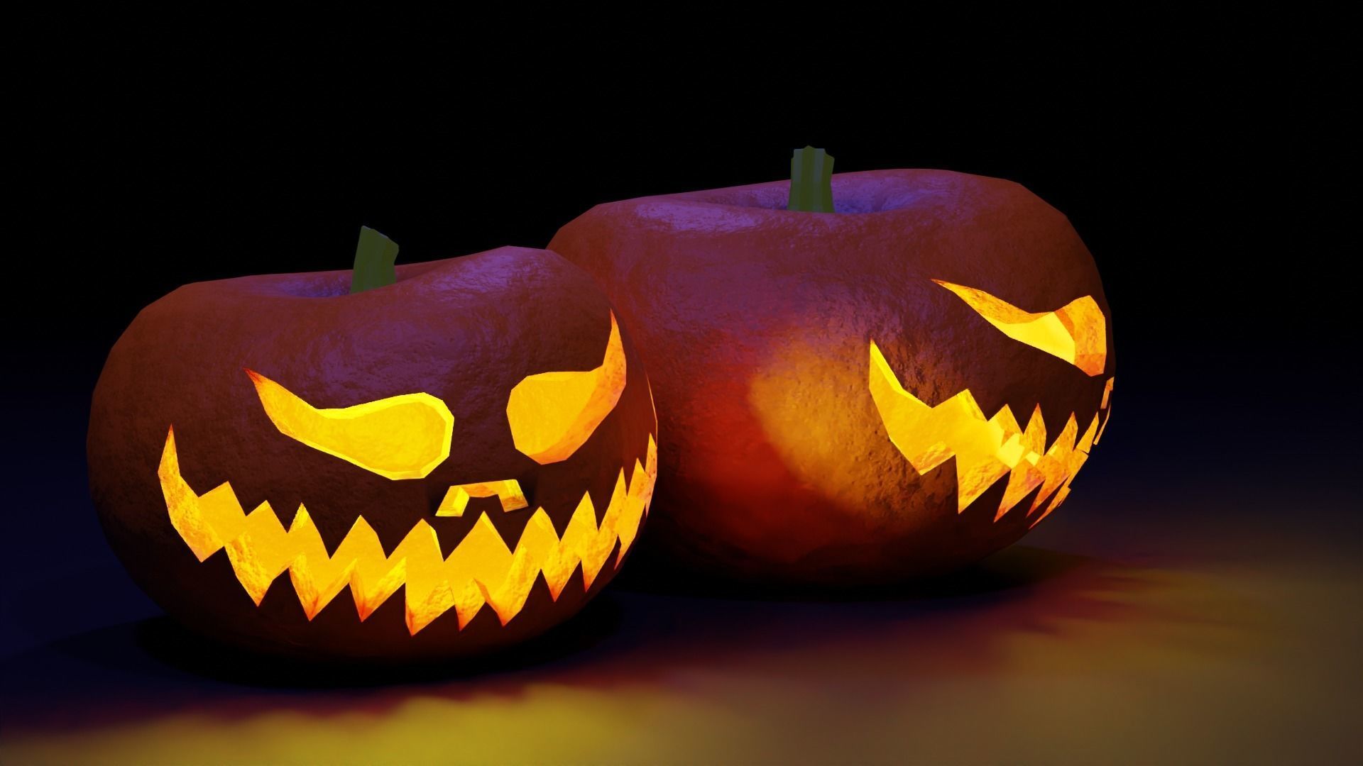 Scary Halloween pumpkins 3D model_3