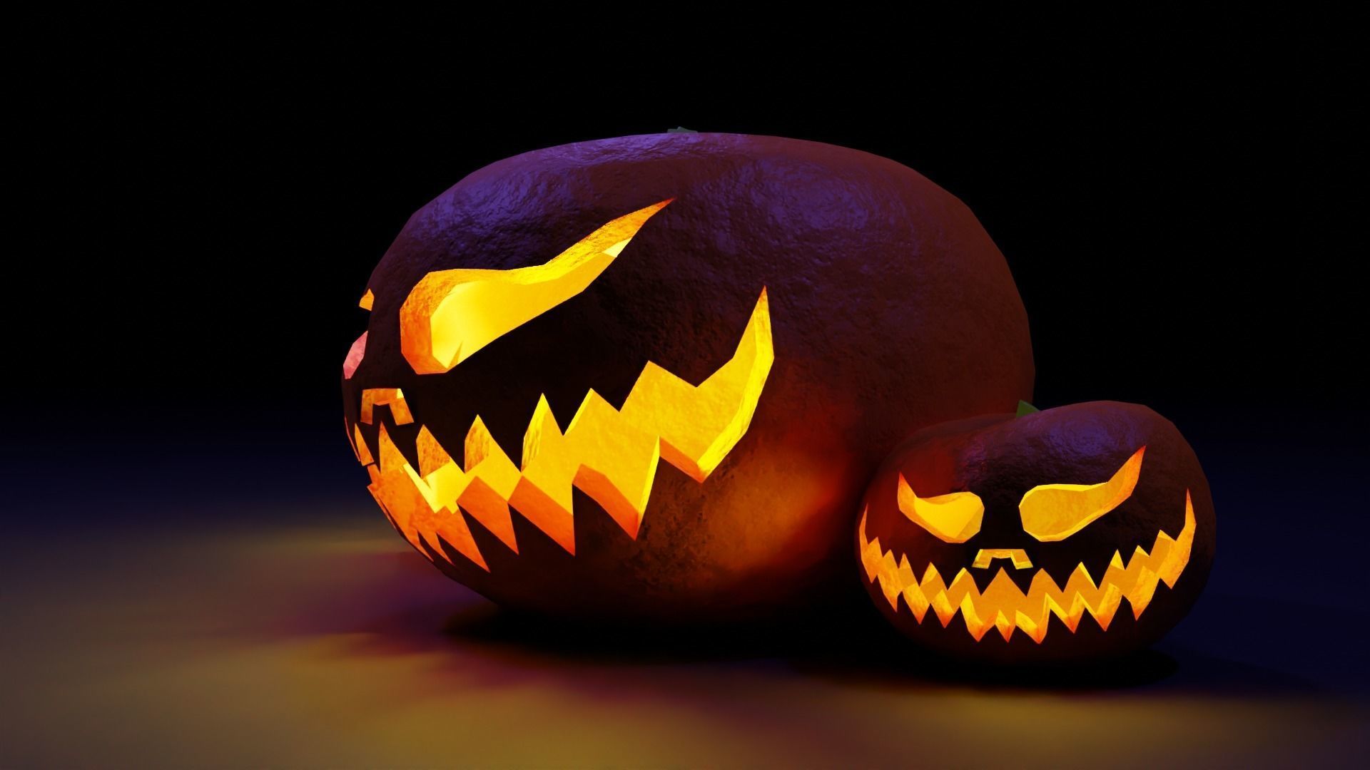 Scary Halloween pumpkins 3D model_4