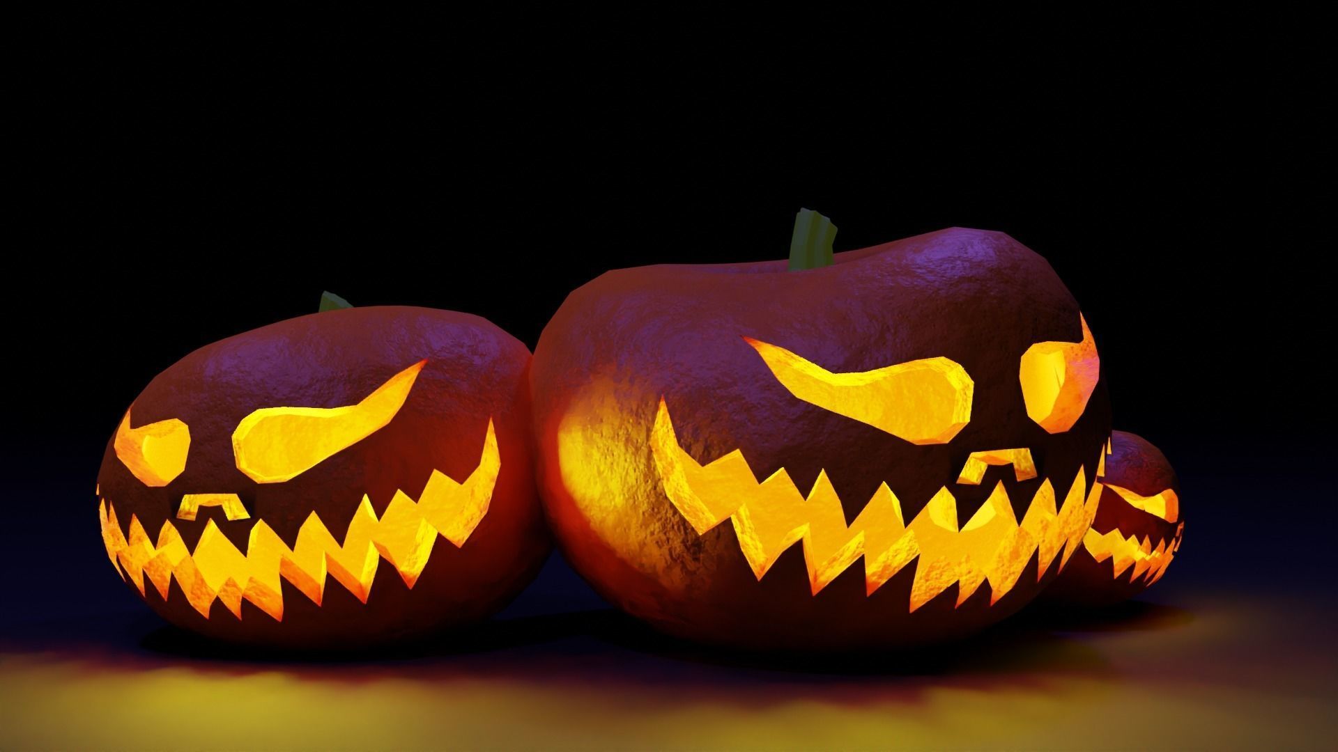 Scary Halloween pumpkins 3D model_2