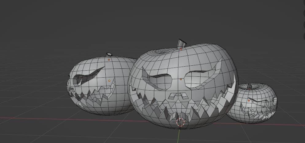 Scary Halloween pumpkins 3D model_1