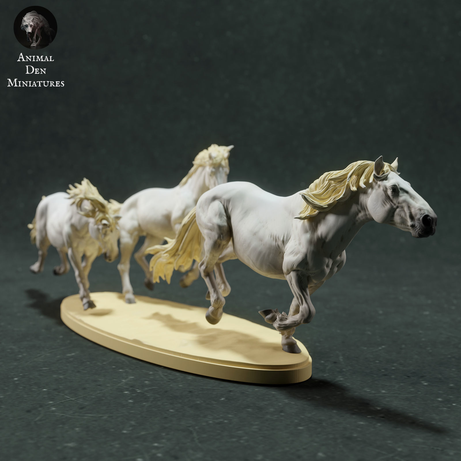 Camargue Horses Running 3D print model_2