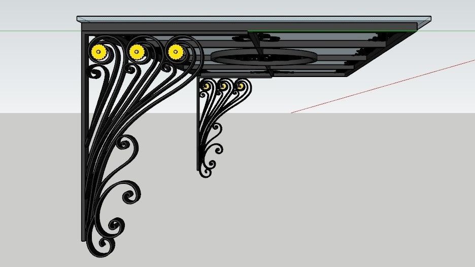 3D Model Iron Glass Roof Art Mounted Villa Facade 3D model_3