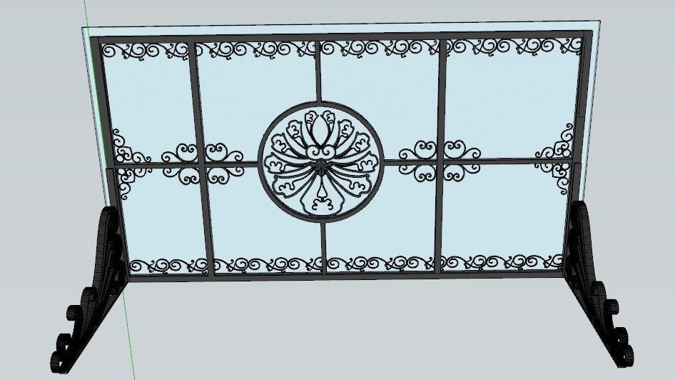 3D Model Iron Glass Roof Art Mounted Villa Facade 3D model_2