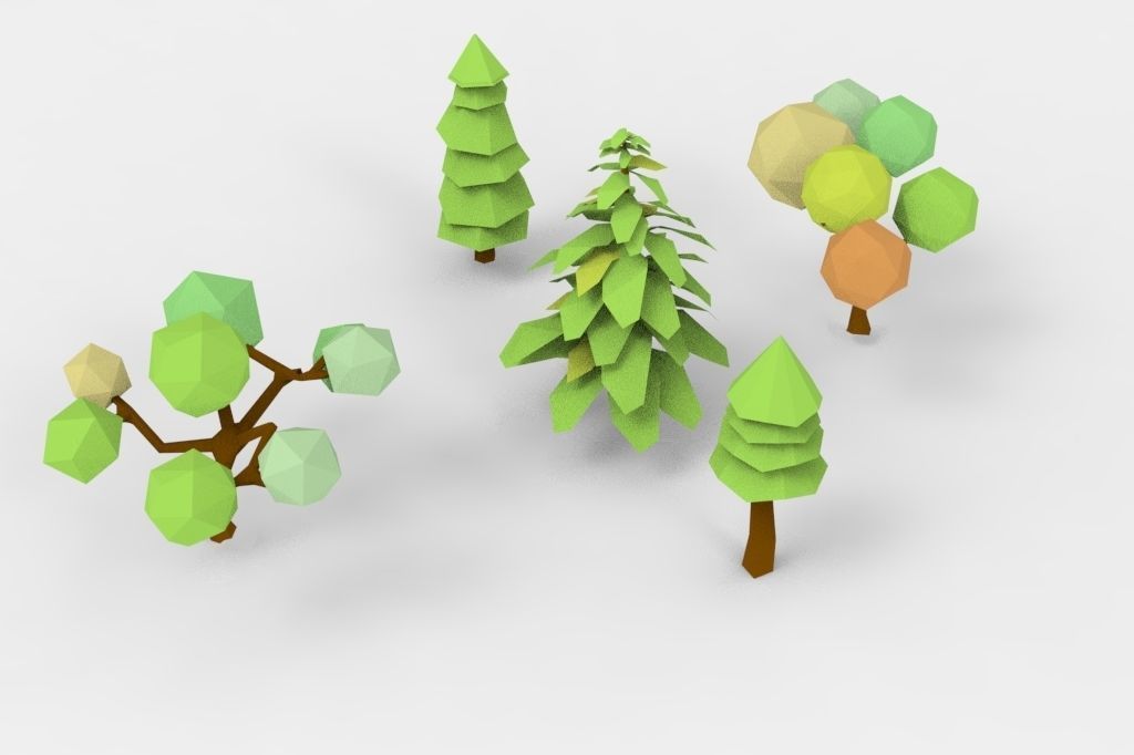 low-poly tree bundle Low-poly 3D model_3