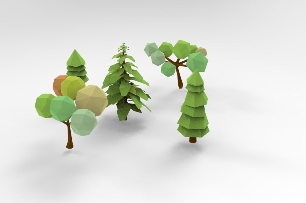 low-poly tree bundle Low-poly 3D model_6
