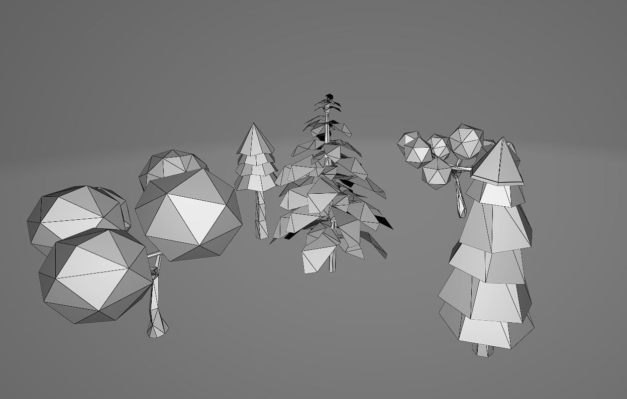 low-poly tree bundle Low-poly 3D model_2
