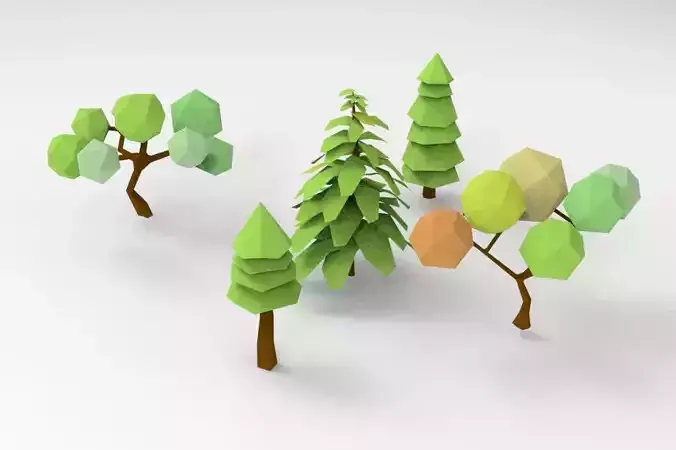 low-poly tree bundle  Low-poly 3D model