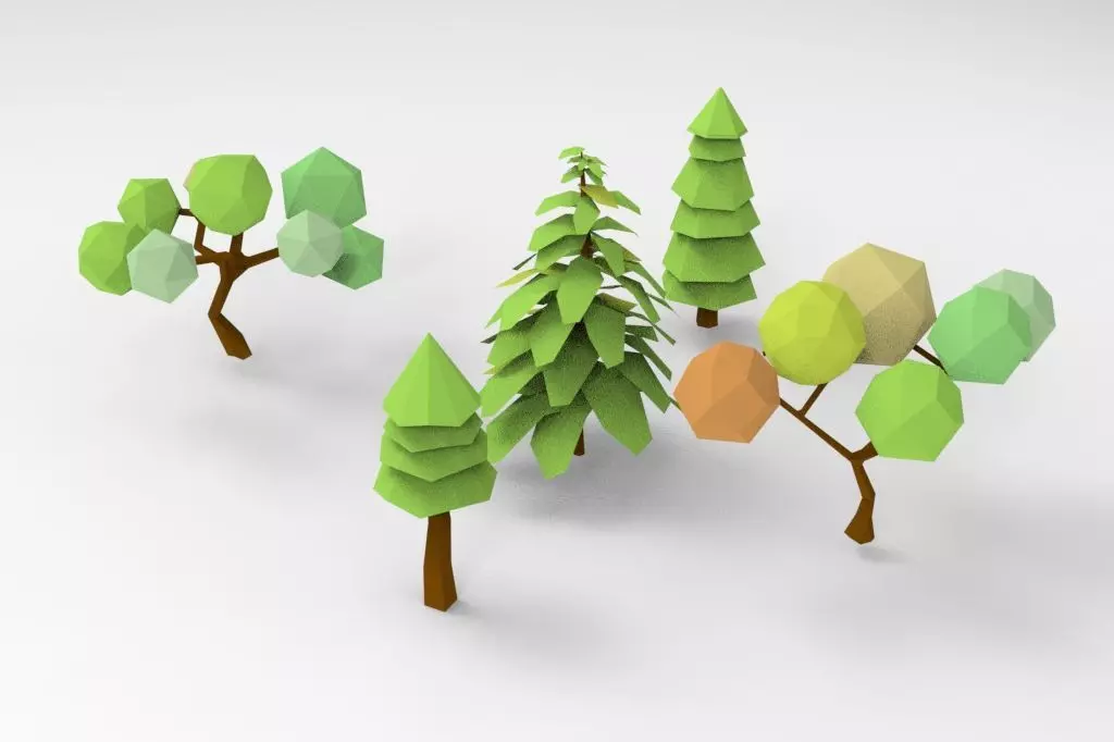 low-poly tree bundle Low-poly 3D model_0