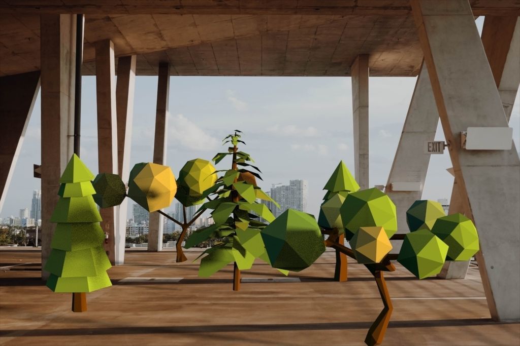 low-poly tree bundle Low-poly 3D model_8