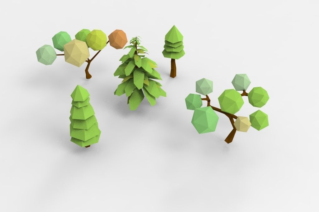 low-poly tree bundle Low-poly 3D model_5