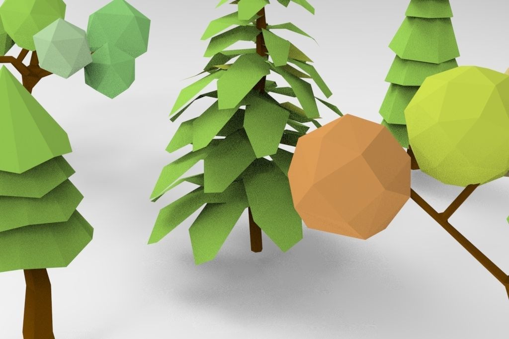 low-poly tree bundle Low-poly 3D model_7