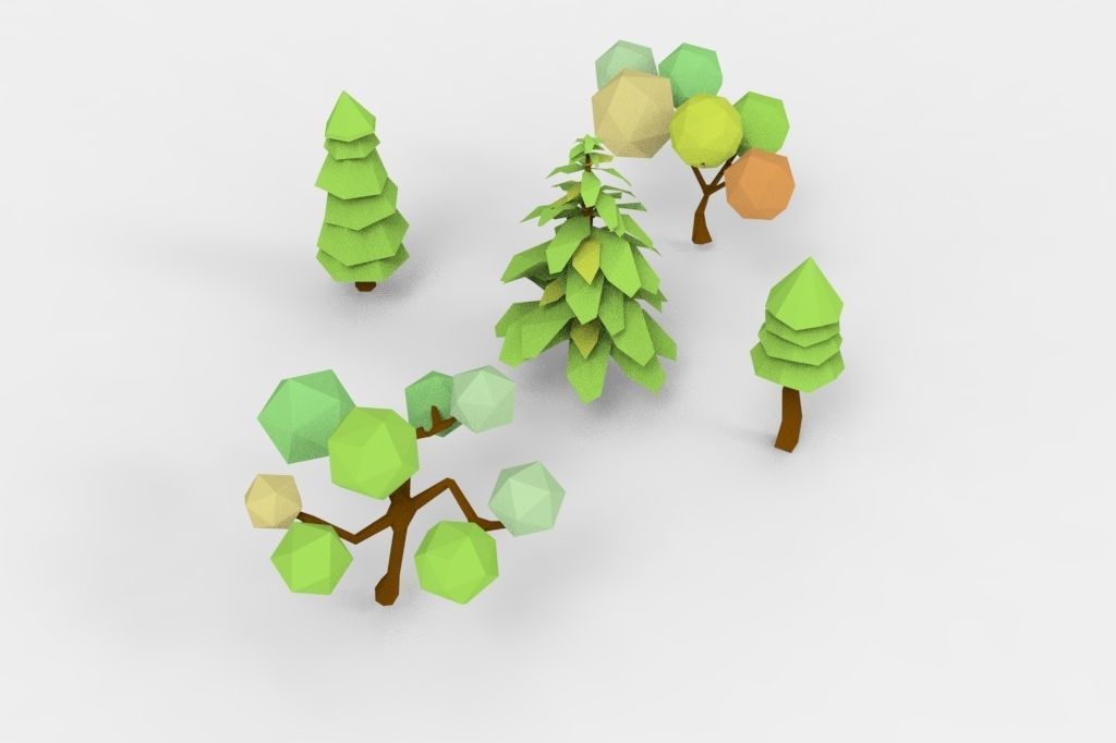 low-poly tree bundle Low-poly 3D model_4