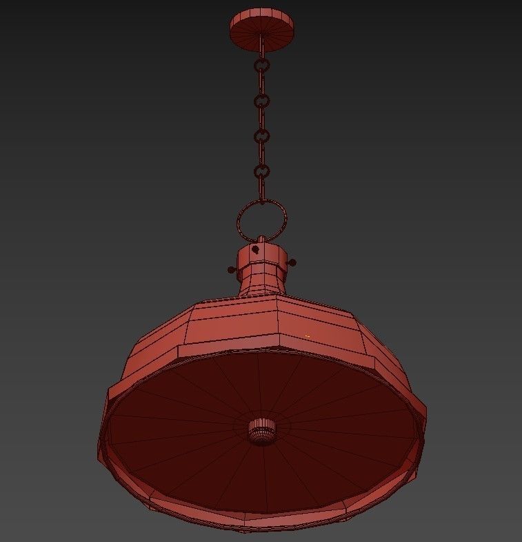 Metal gold pendant light 3D model_3