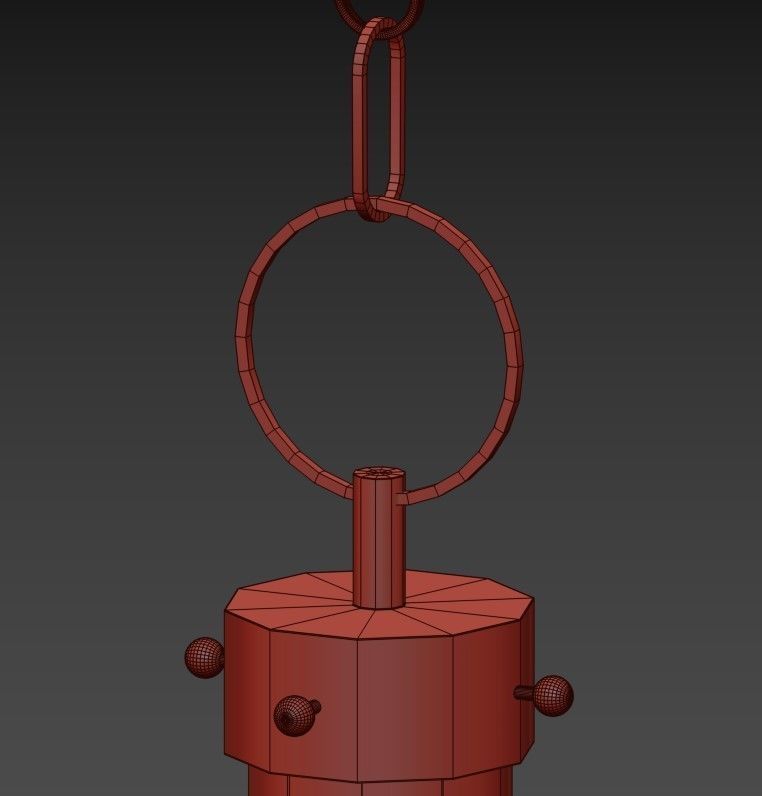 Metal gold pendant light 3D model_1