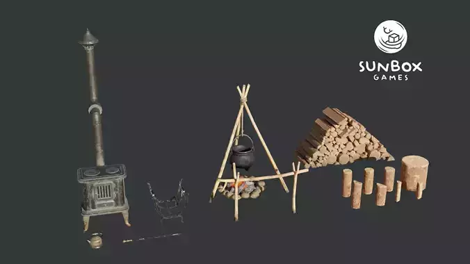 Fire and Cooking - Logs Kettle Stove Poker Camp Fire Firewood 