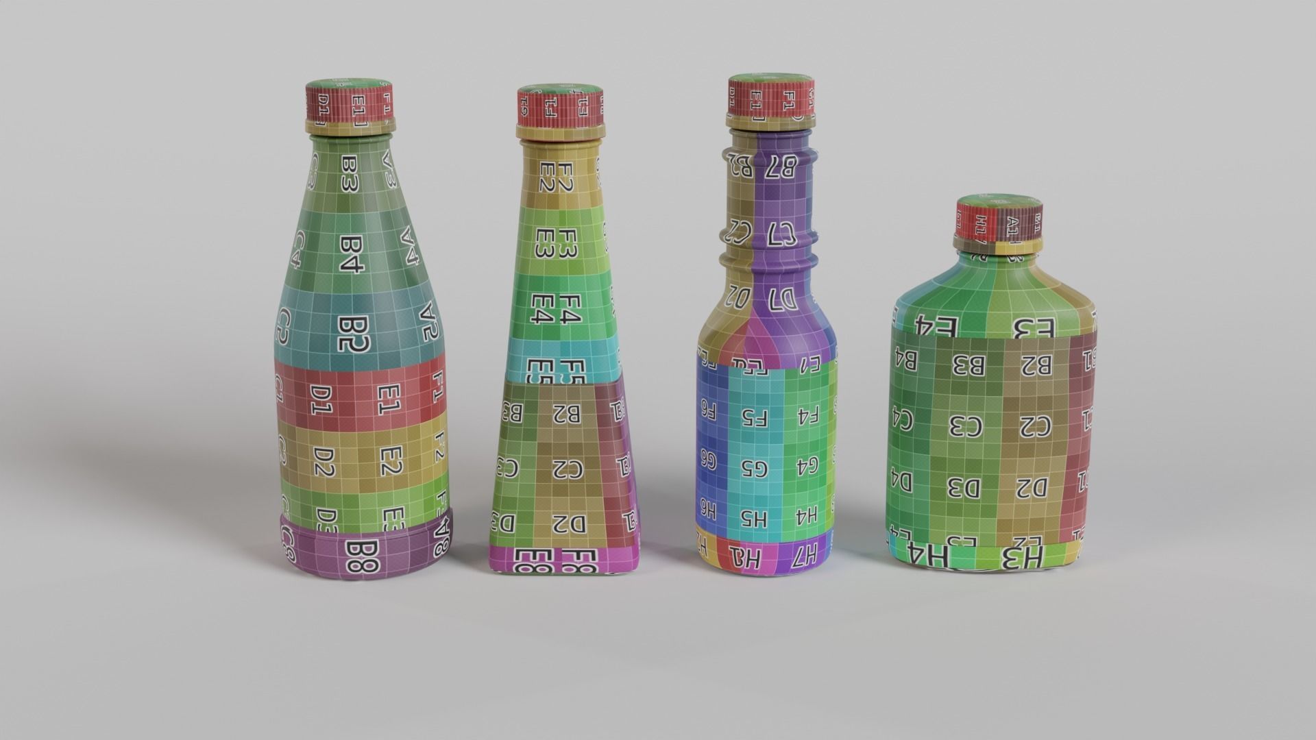 empty bottle with label 3D model_2