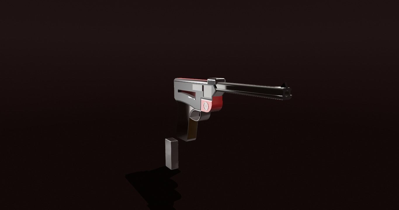 Luger gun Low-poly 3D model_1
