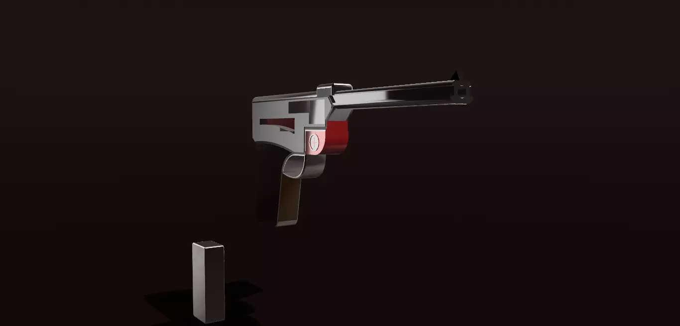 Luger gun Low-poly 3D model_0