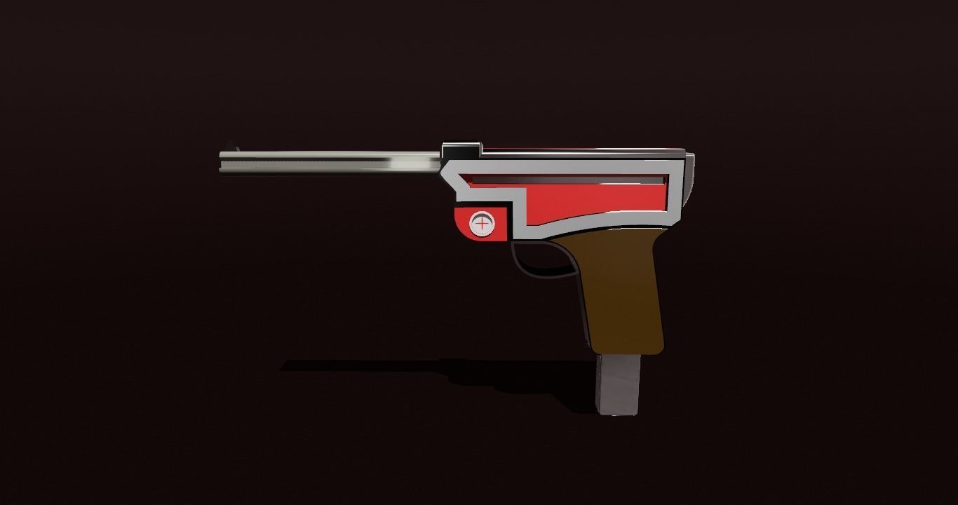 Luger gun Low-poly 3D model_3