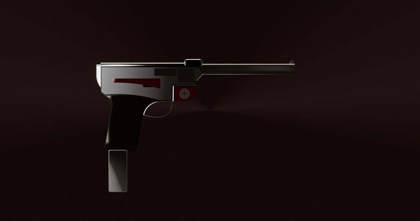 Luger gun Low-poly 3D model_2