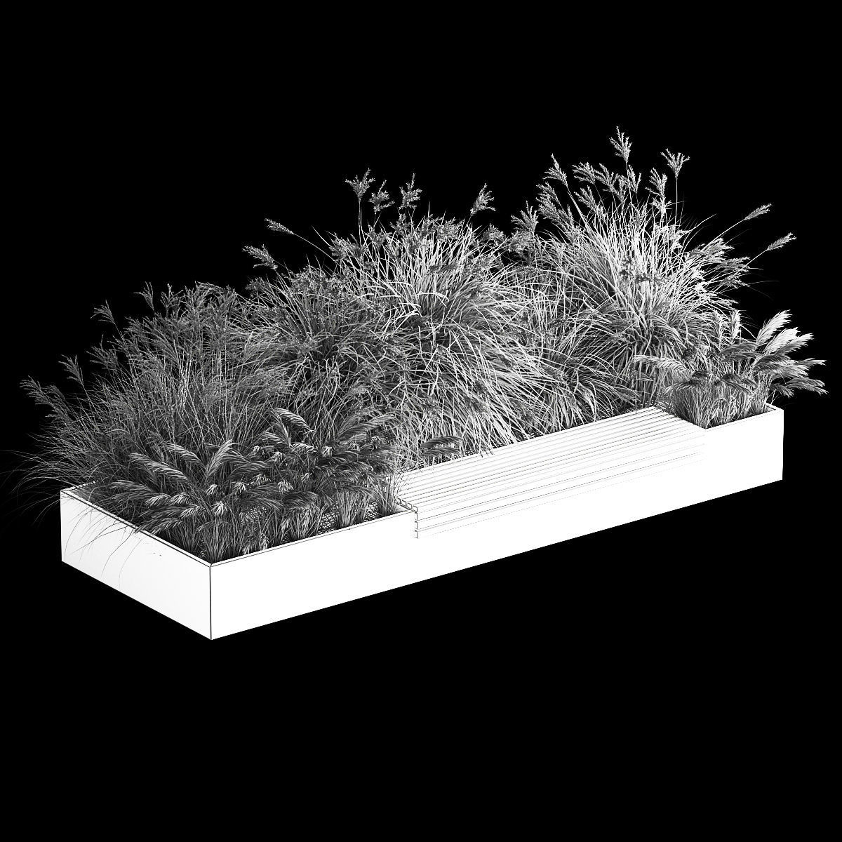 Flowerbed With Bushes In Rusty Flowerpots 1138 3D model_5
