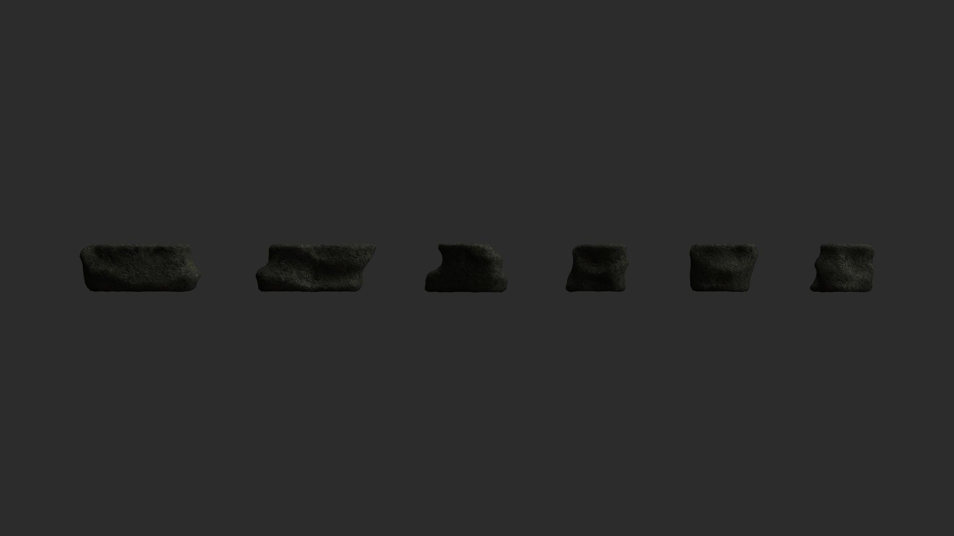 Short Flat Rocks - Cave 2 Low-poly 3D model_1