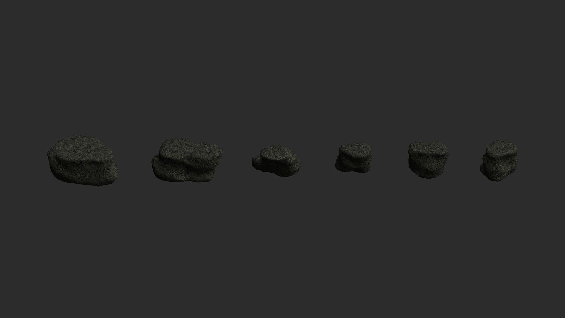 Short Flat Rocks - Cave 2 Low-poly 3D model_3