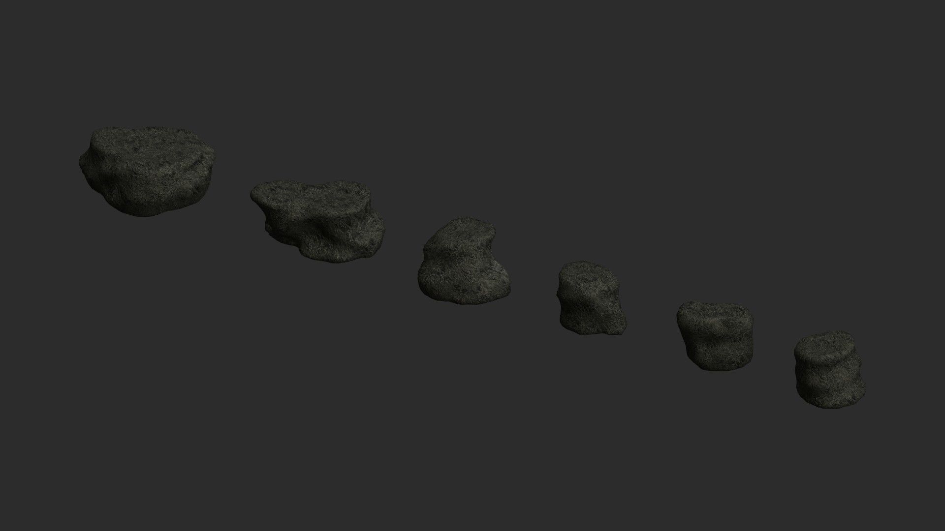 Short Flat Rocks - Cave 2 Low-poly 3D model_11