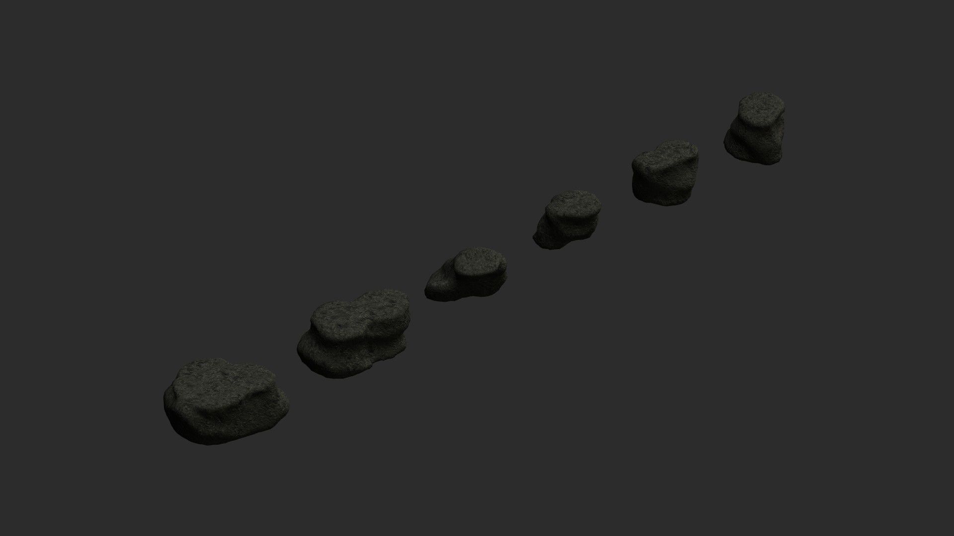 Short Flat Rocks - Cave 2 Low-poly 3D model_4