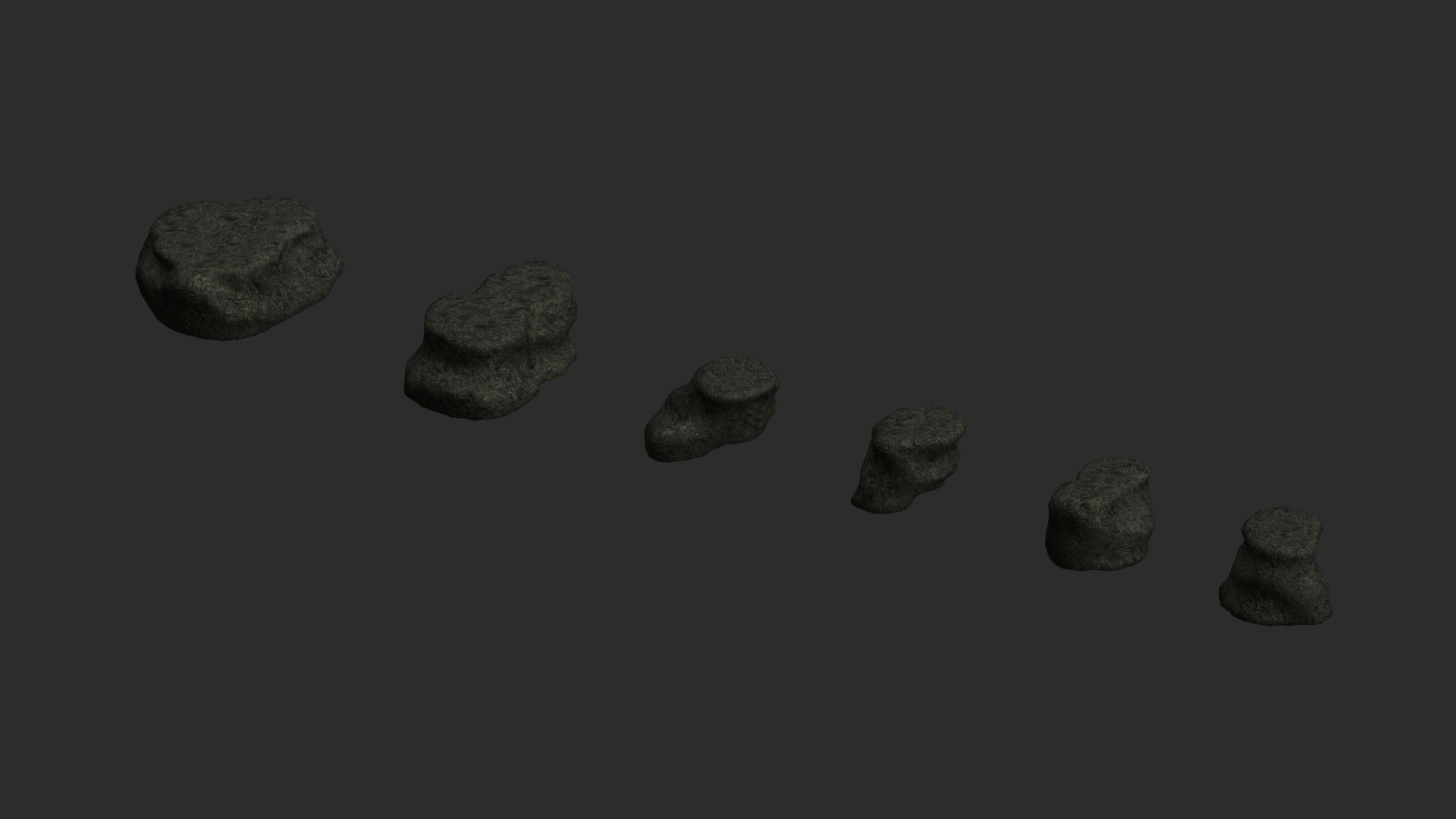 Short Flat Rocks - Cave 2 Low-poly 3D model_12