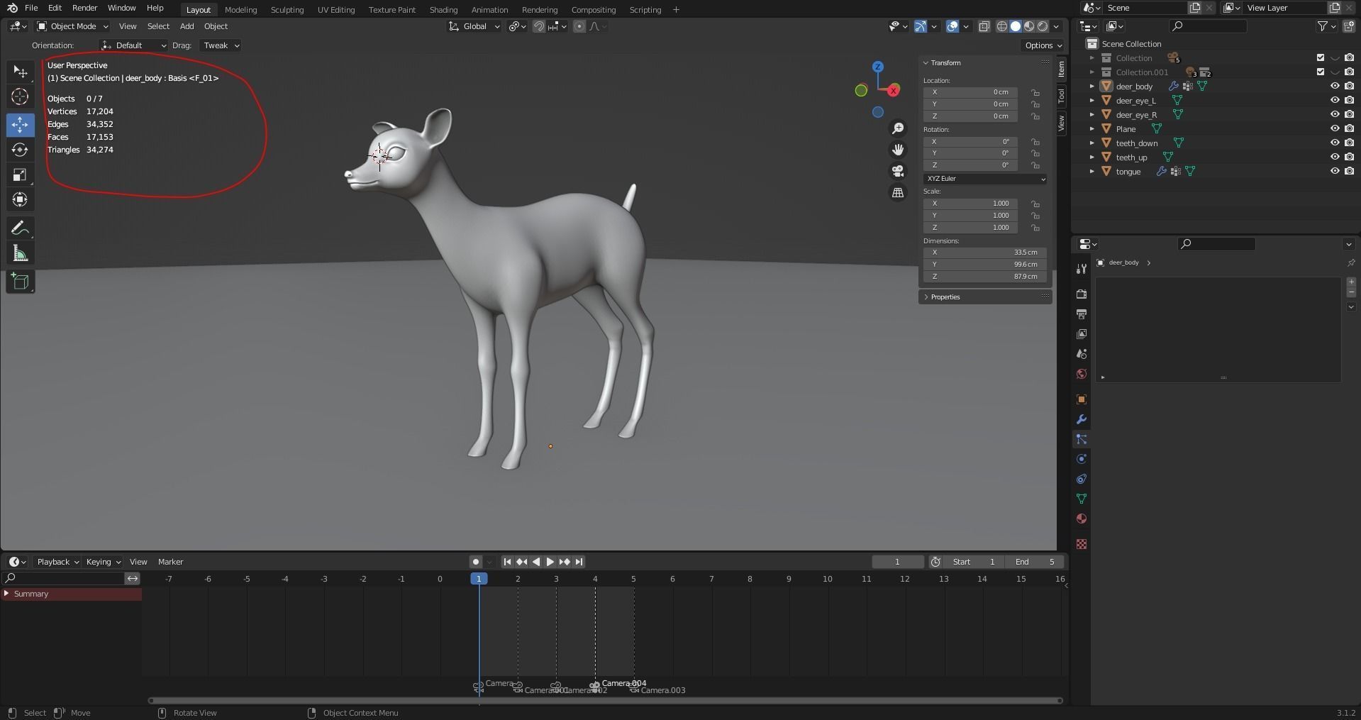 Fawn Deer Rigged V1 Low-poly 3D model_11