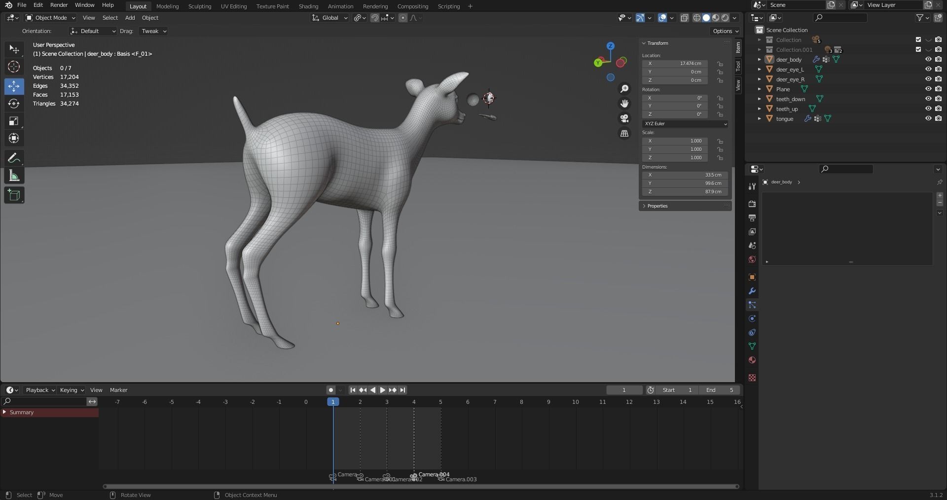Fawn Deer Rigged V1 Low-poly 3D model_21
