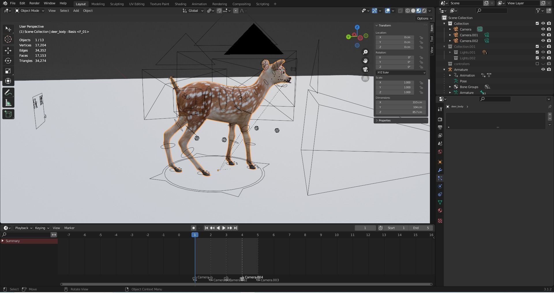 Fawn Deer Rigged V1 Low-poly 3D model_13