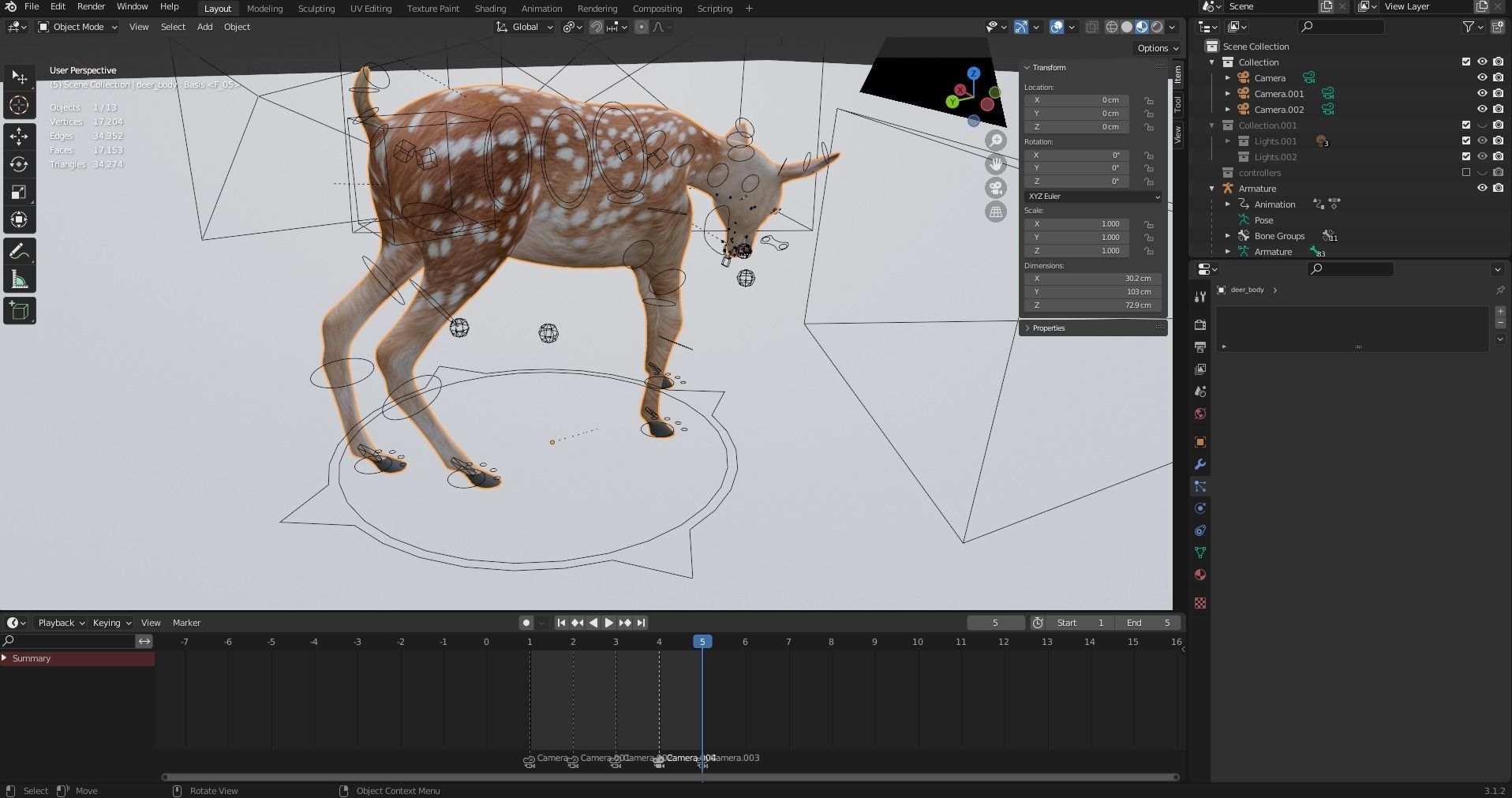 Fawn Deer Rigged V1 Low-poly 3D model_16