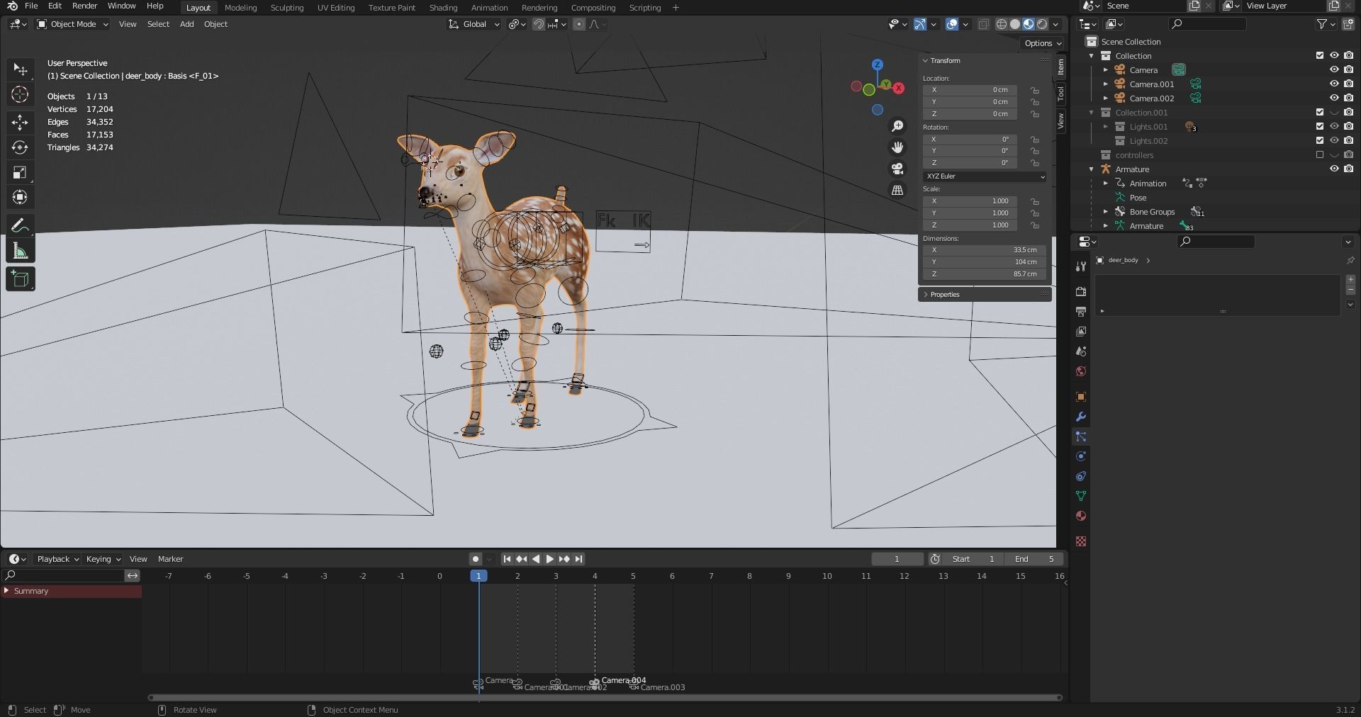 Fawn Deer Rigged V1 Low-poly 3D model_24