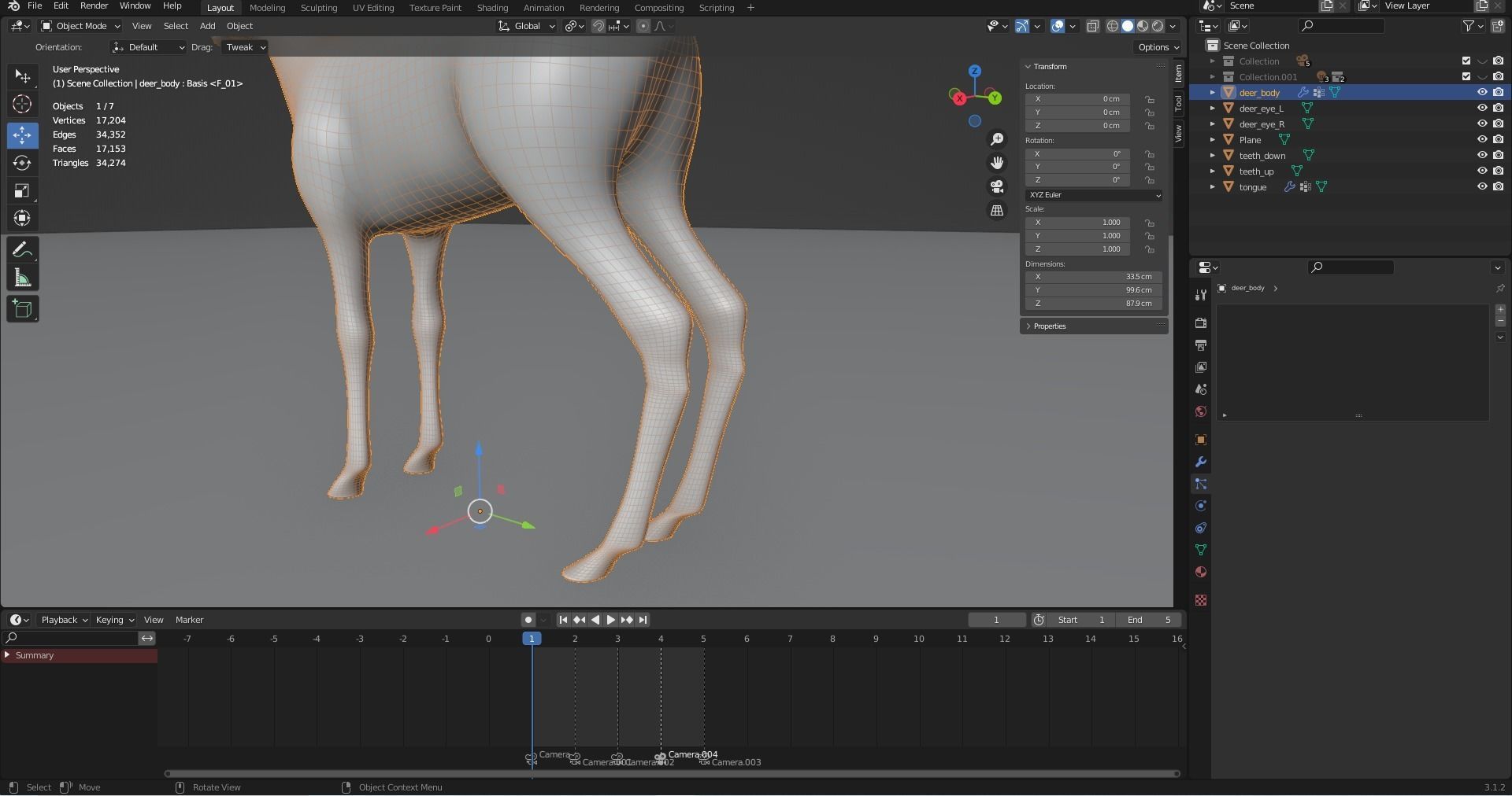 Fawn Deer Rigged V1 Low-poly 3D model_22