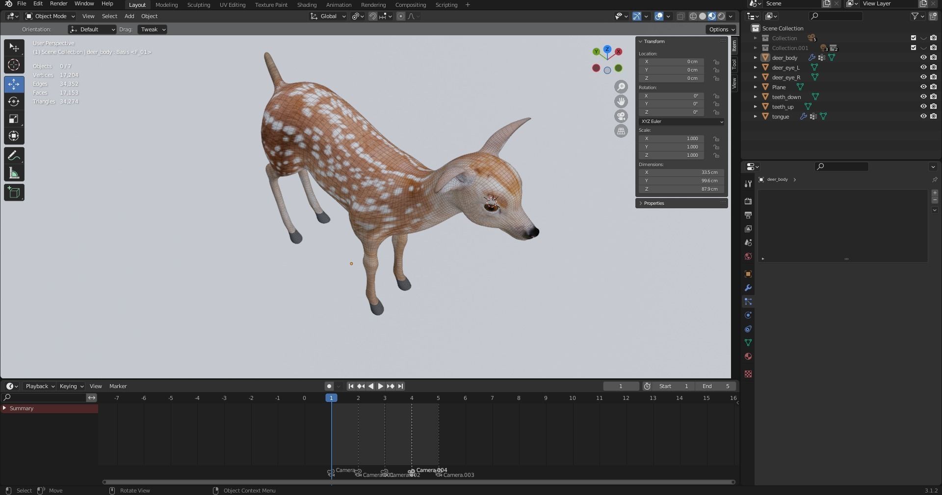 Fawn Deer Rigged V1 Low-poly 3D model_19